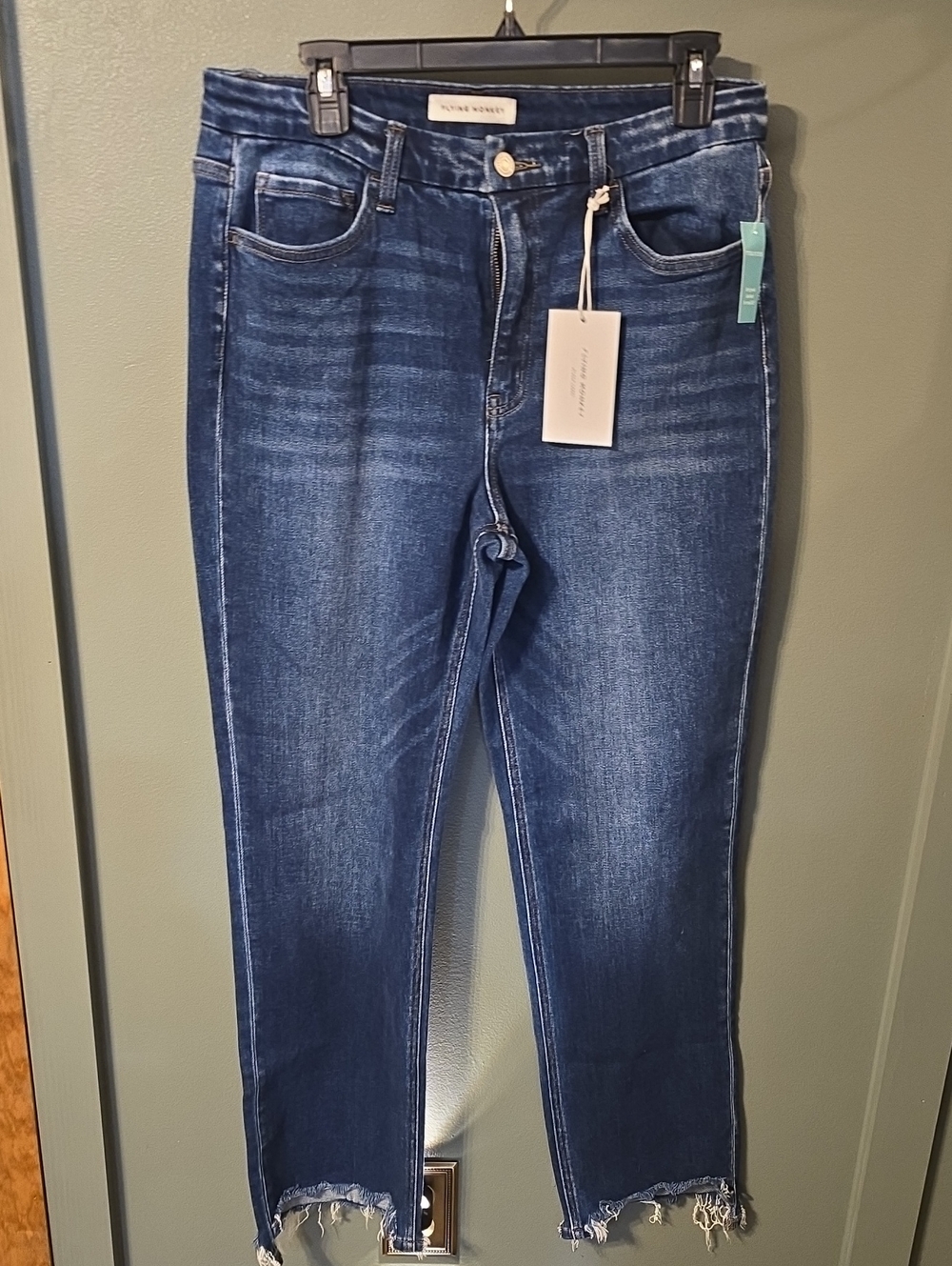 Women's Sz 32 Flying Monkey Jeans- Dark Indigo Cropped, with Raw Hem